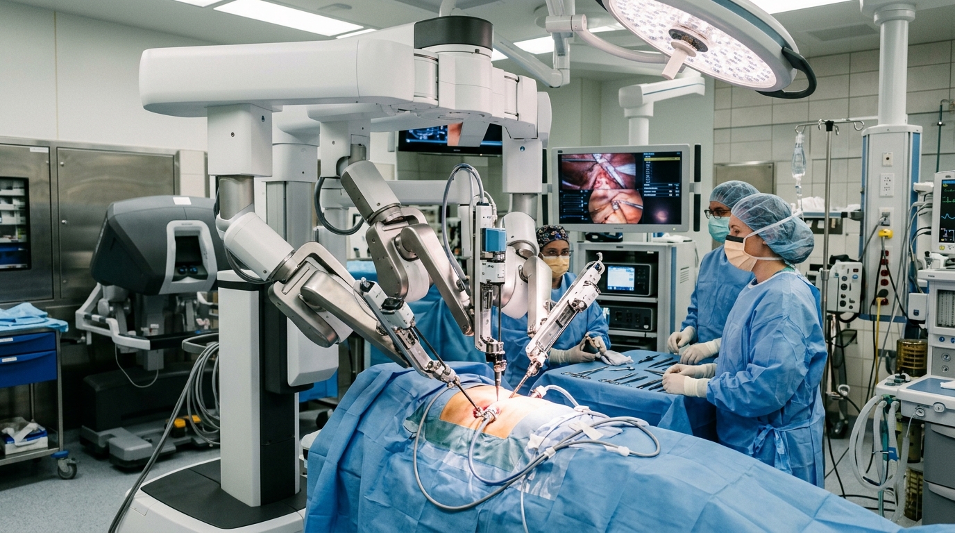 Advanced multi-axis surgical robotic system in hospital operating room