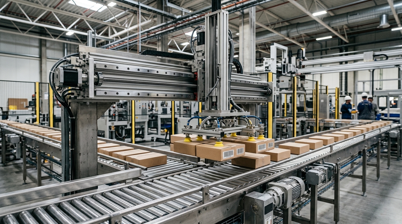 High-speed packaging line with precision robotic pick and place motion
